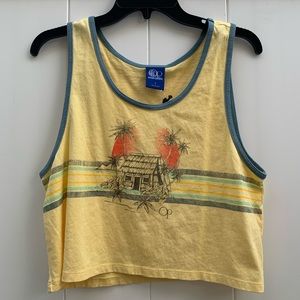 Ocean Pacific Yellow Ringer Crop Tank Top